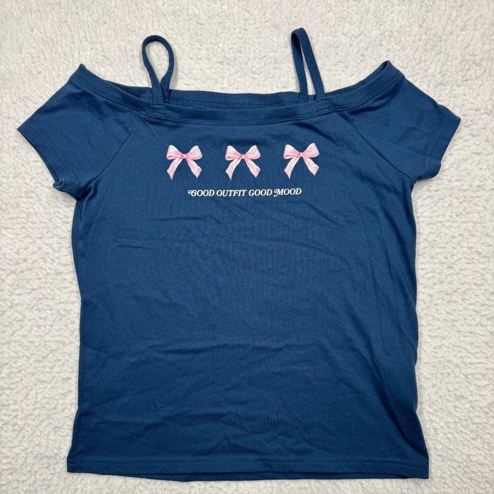 Abercrombie Kids T-Shirt Clover Graphic Classic Fit Boys‎ Blue Youth Girls 13/14